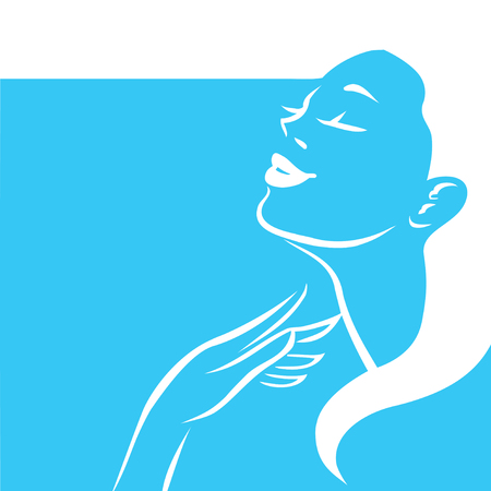 Woman vector symbol design template. Girl profile is suitable for cosmetics, beauty, health,spa, fashion themes. Creative iconのイラスト素材