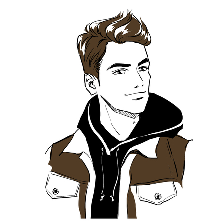 Handsome young stylish man in autumn clothes.のイラスト素材