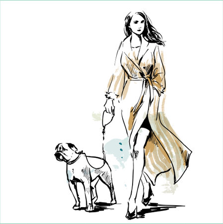 Sketch fashion icon with head of young woman. Depicts a profile of girl with haircut and big lips. Lovely desugn for cosmetic salon logo, beauty shops, spa salon etc. vector illustration.のイラスト素材