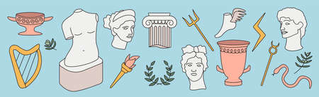 Vector ancient sculpture Greece setのイラスト素材