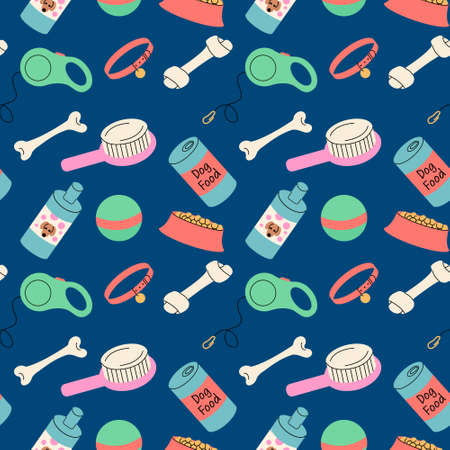 Seamless pattern with dog accessories.のイラスト素材