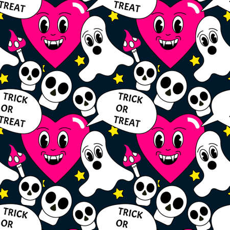 Halloween cartoon emotion pattern.のイラスト素材