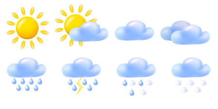 3d Vector weather icon setのイラスト素材