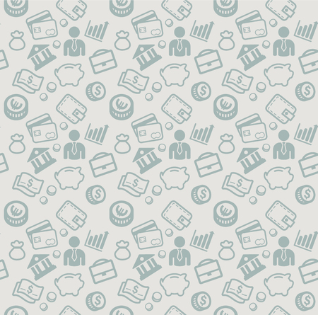 vector seamless pattern with business and money iconsのイラスト素材