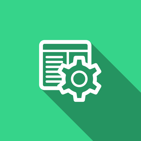 Vector Cog Settings Icon Symbol with System Window. Vector Flat Illustration.のイラスト素材