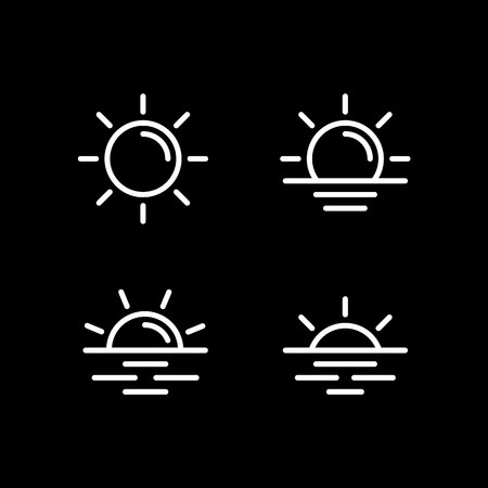 Sun icons collection. Vector illustration. Line style.のイラスト素材