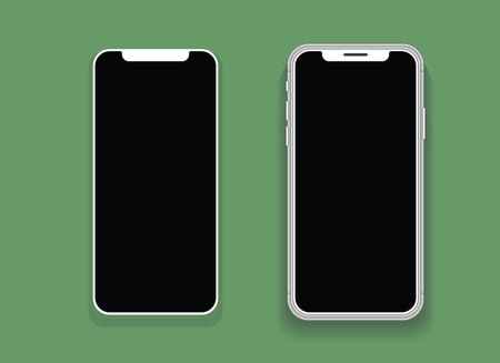 Smartphone with blank screen mock up. Smartphone isolated screen. Mobile phone vector illustration. Empty space for text. Isolated screen.のイラスト素材