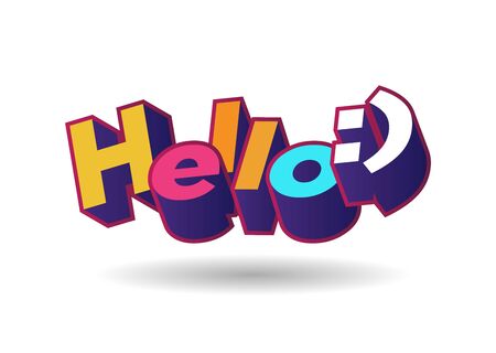Hello 3d text plate vector. Background for banner, sale, ad, card. Colorfull illustrationのイラスト素材