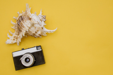 from a trip to the South - camera and shell abstract shapeの写真素材