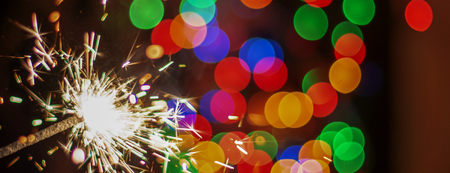 colorful fireworks on bokeh background, blur. banner. new Yearの写真素材