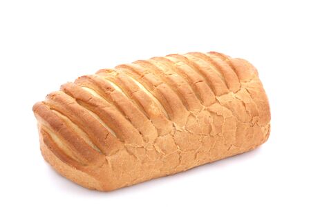 Baton of wheat bread on a white background, isolatedの写真素材