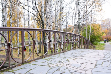 Old bridge in autumn, Petrozavodsk, Karelia Russiaのeditorial素材
