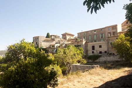Beautiful panorama of Valldemossa, famous old mediterranean village of Majorca Spainの写真素材