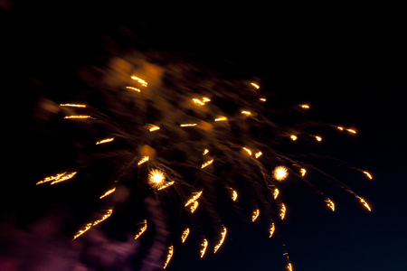 Colorful fireworks on the black night skyの写真素材