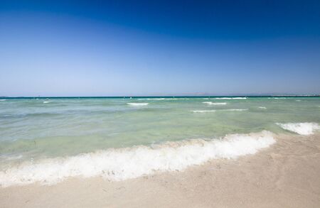 Beach of Mediterranean sea in Alcudia, Majorca, Spainの写真素材