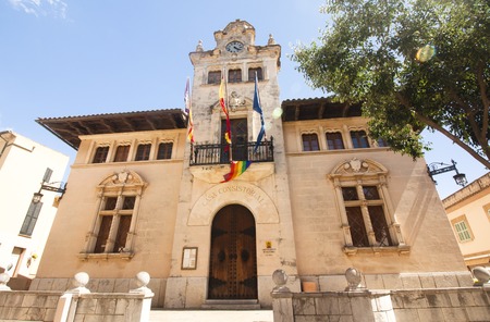 The town hall of Alcudia is located in the old town. Alcudia Majorca Spain 28.06.2017のeditorial素材