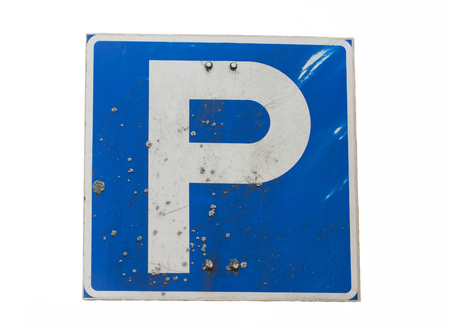 Parking blue sign isolated on white backgroundの写真素材