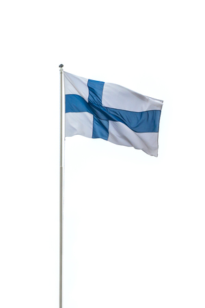 The national flag of Finland isolated on white background.の写真素材