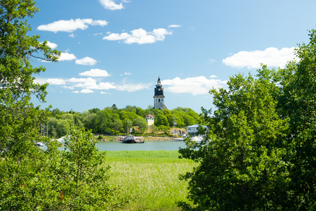 Naantali, Finland - 28 June, 2019: Naantali medieval stone church at sunny summer day, Finlandのeditorial素材