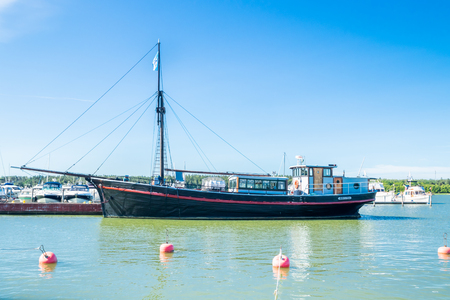 Naantali, Finland - 28 June, 2019: Sailboat in harbor at summer dayのeditorial素材