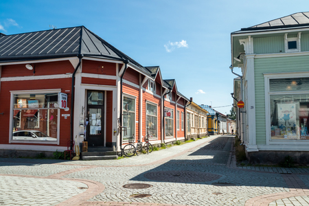 Rauma, Finland - 27 June, 2019: Old Rauma, one of UNESCO World Heritage sites, is the largest unified wooden town in the Nordic countries.のeditorial素材