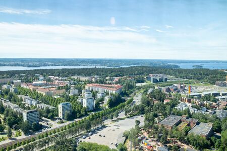 Beautiful top view of the Tampere city at summer day, Finland.