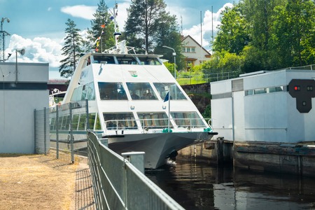 Lappeenranta, Finland - June 20, 2019: cruise ship in Saimaa canal, beautiful summer viewのeditorial素材