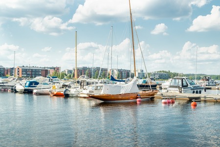 Lappeenranta, Finland - June 20, 2019: Lappeenranta port with yachts and boats on a sunny summer dayのeditorial素材
