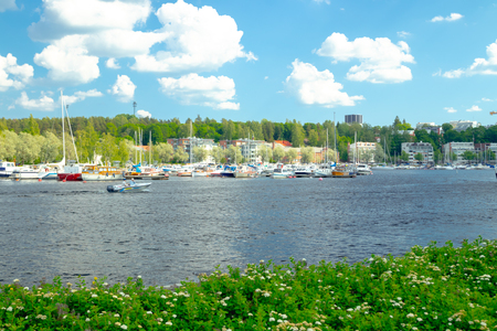 Lappeenranta, Finland - June 20, 2019: Lappeenranta port with yachts and boats on a sunny summer dayのeditorial素材