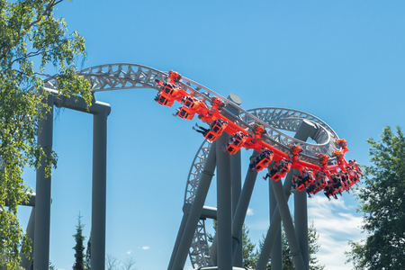 Tampere, Finland - 24 June 2019: Roller Coaster in amusement park Sarkanniemi.のeditorial素材