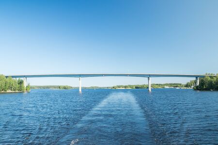 Luukkaansalmi bridge in Lappeenranta, Finland. View from the lake Saimaa.の写真素材