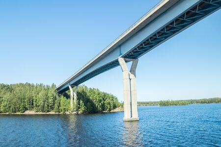 Luukkaansalmi bridge in Lappeenranta, Finland. View from the lake Saimaa.の写真素材