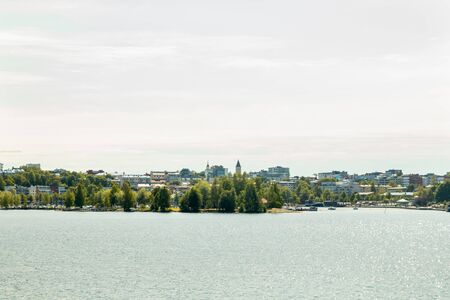 Lappeenranta port with yachts and boats on a sunny summer day, Finlandの写真素材