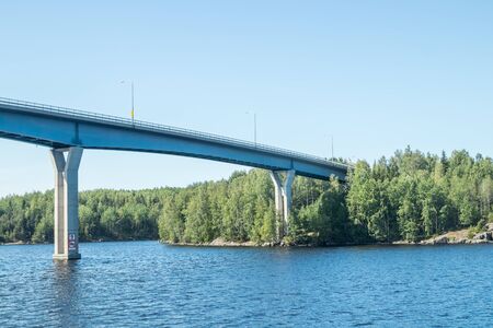 Luukkaansalmi bridge in Lappeenranta, Finland. View from the lake Saimaa.の写真素材