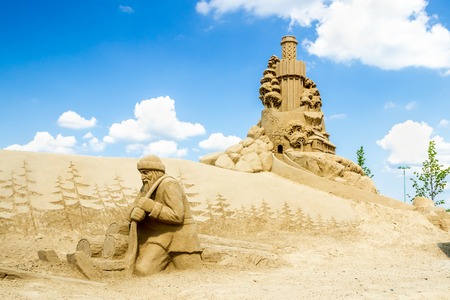 Lappeenranta, Finland - 20 June 2019: Sand castle in the harbor, focal theme of the year 2019 - Lappeenranta 370th jubilee yearのeditorial素材