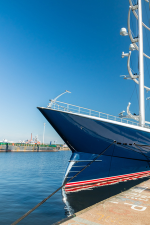 Kotka, Finland - 28 August 2019: Super luxury yacht Black Pearl moored in port of Kotkaのeditorial素材