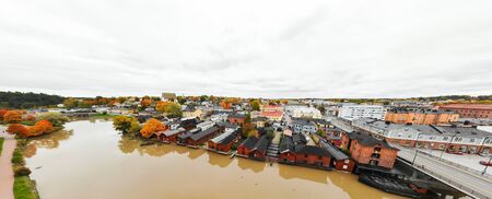 Panoramic aerial view of the Old town of Porvoo, Finland.の写真素材