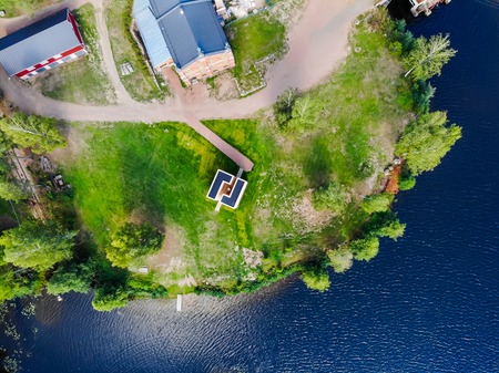 Kouvola, Finland - 2 September 2019: Aerial photo of Verla Mill museum Groundwood and Board Mill at Jaala, is a well preserved 19th century mill village and a UNESCO World Heritage site.のeditorial素材
