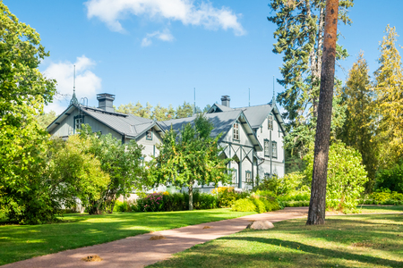 Kouvola, Finland - 2 September 2019: The owners residence in Verla at Jaala, Kouvola, Finland, is a well preserved 19th century mill village and a UNESCO World Heritage site.のeditorial素材