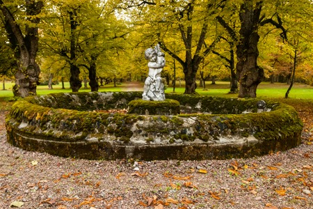 Loviisa, Finland - 7 October 2019: The old fountain on Manor House Malmgard.のeditorial素材