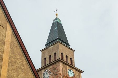 Kuusankoski church at beautiful autumn day, Finland.の写真素材