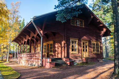 Kotka, Finland - 15 October 2019: Emperor Alexander lll fishing lodge Langinkoski.のeditorial素材