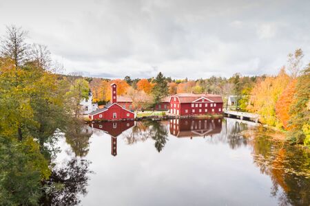Aerial view of old village Ruotsinpyhtaa at autumn, Finland.の写真素材
