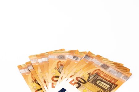 Some 50 euro banknotes isolated on white background