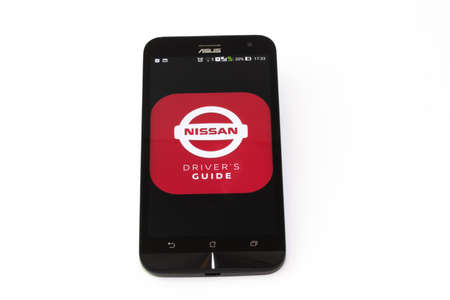 Kouvola, Finland - 23 January 2020: Nissan app logo on the screen of smartphone Asus