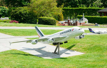 BRUSSELS, BELGIUM - 13 MAY 2016: Miniatures at the park Mini-Europe - reproductions of monuments in the European Union at a scale of 1:25. Aircraft.のeditorial素材