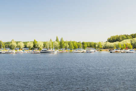 Lappeenranta, Finland - August 7, 2019: Lappeenranta port with yachts and boats on a sunny summer dayのeditorial素材