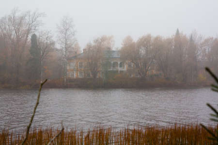 KOUVOLA, FINLAND - OCTOBER 18, 2018: Beautiful wooden Rabbelugn Manor - Takamaan Kartano. Wrede...