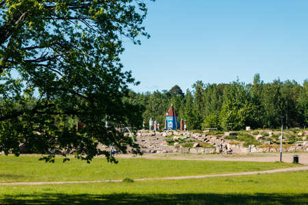 Kotka, Finland - 11 June 2020: Children playground in Katariina Seaside Park.のeditorial素材