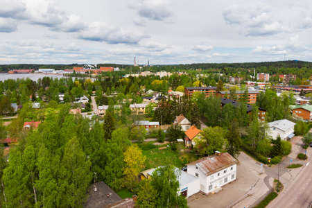 Aerial panoramic view of city Inkeroinen in Finland.の写真素材